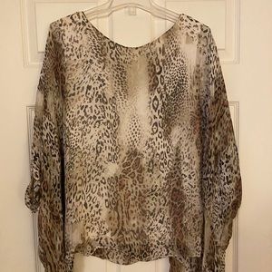 Silk animal print poncho style top